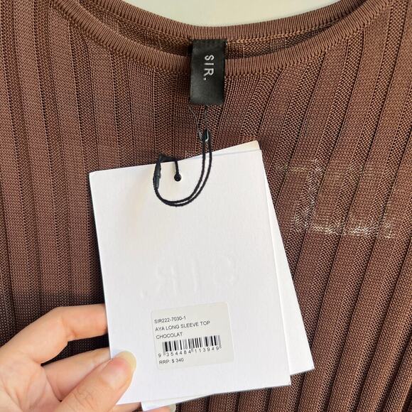 NWT SIR The Label Aya Ribbed Long Sleeve Tunic Top & Pants In Chocolate - Picture 3 of 11